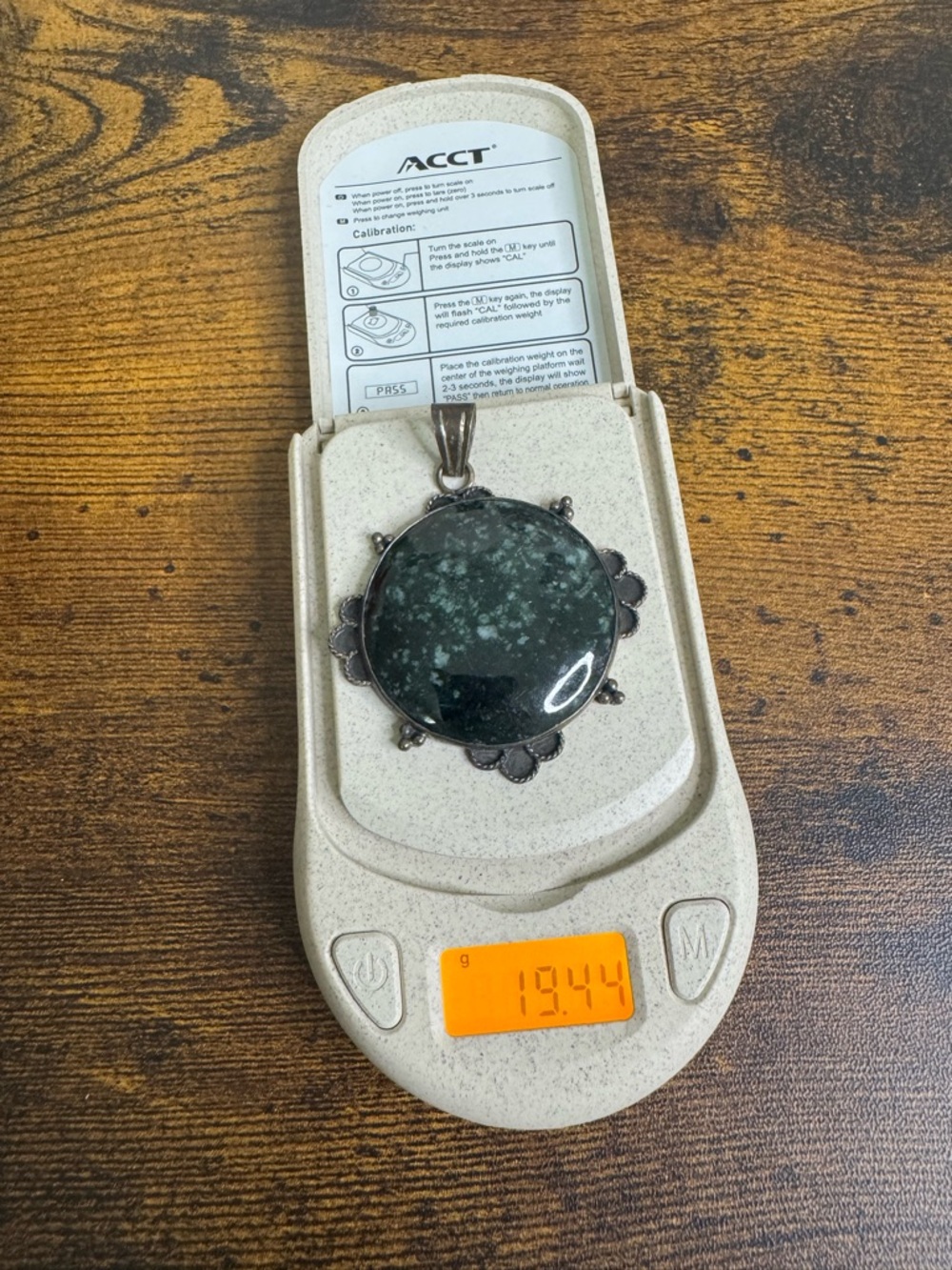 Green Moss Agate Round Pendant Sterling Silver 925 - Picture 2 of 9